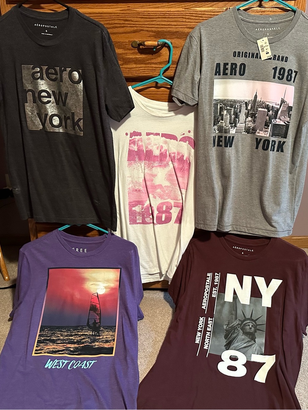 Aeropostale Graphic Tee Set in Gray, White, Purple & Burgundy